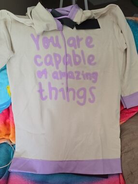 Flooo Lavender Hooded Dress with Positive Slogan